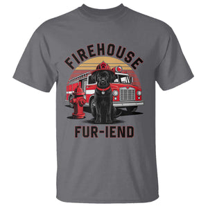 Firehouse Furiend Black Labrador Firefighter T Shirt Fire Engine Rescue Dog Lover Gift