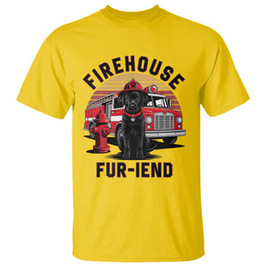 Firehouse Furiend Black Labrador Firefighter T Shirt Fire Engine Rescue Dog Lover Gift