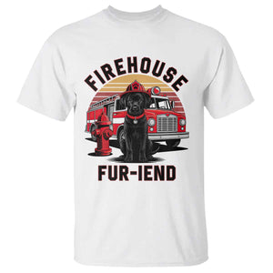 Firehouse Furiend Black Labrador Firefighter T Shirt Fire Engine Rescue Dog Lover Gift