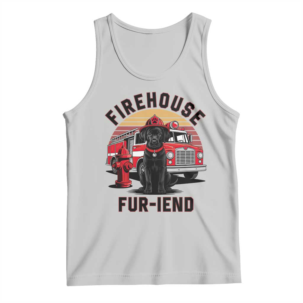 Firehouse Furiend Black Labrador Firefighter Tank Top Fire Engine Rescue Dog Lover Gift