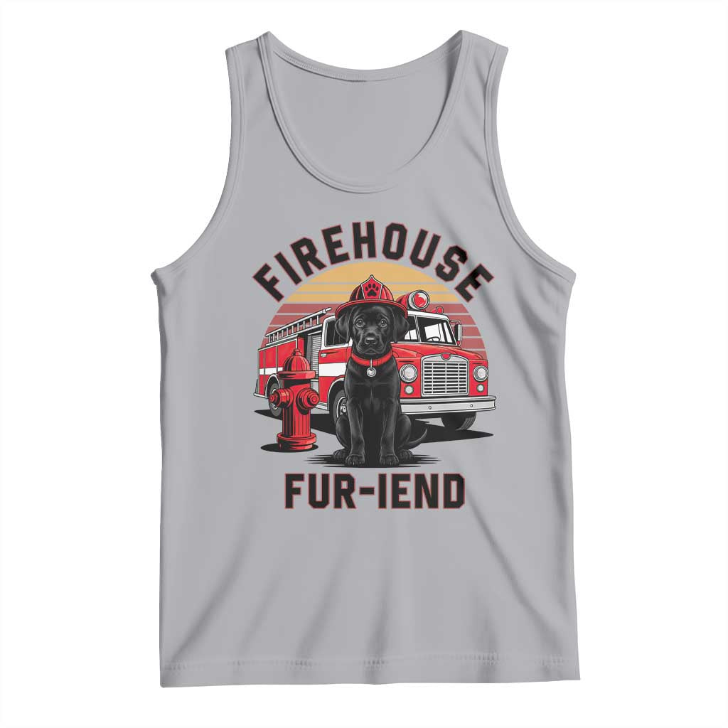 Firehouse Furiend Black Labrador Firefighter Tank Top Fire Engine Rescue Dog Lover Gift