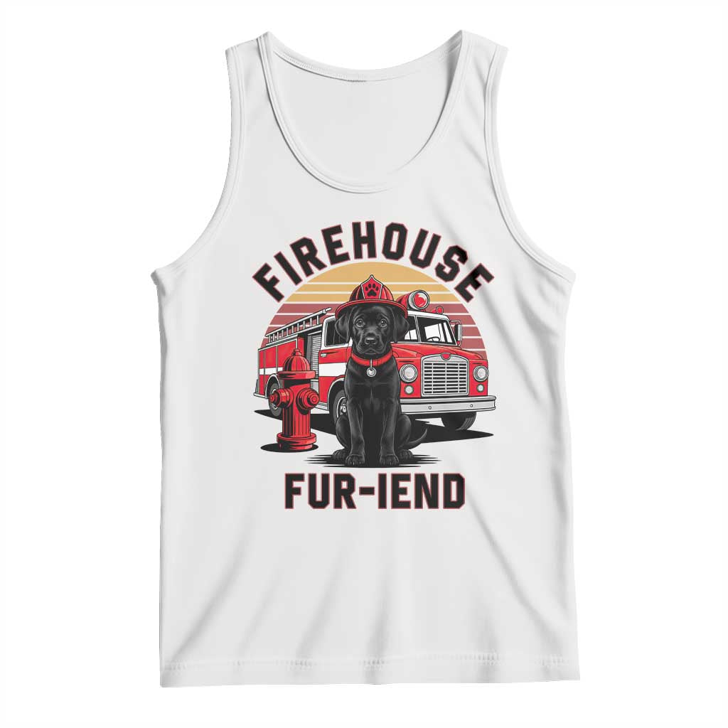 Firehouse Furiend Black Labrador Firefighter Tank Top Fire Engine Rescue Dog Lover Gift