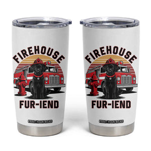 Firehouse Furiend Black Labrador Firefighter Tumbler Cup Fire Engine Rescue Dog Lover Gift
