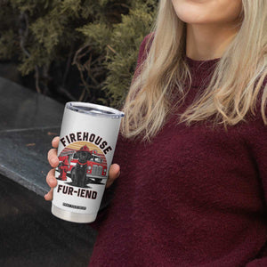 Firehouse Furiend Black Labrador Firefighter Tumbler Cup Fire Engine Rescue Dog Lover Gift