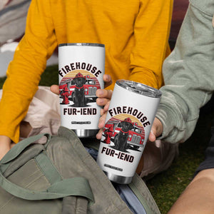 Firehouse Furiend Black Labrador Firefighter Tumbler Cup Fire Engine Rescue Dog Lover Gift