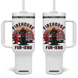 Firehouse Furiend Black Labrador Firefighter Tumbler With Handle Fire Engine Rescue Dog Lover Gift