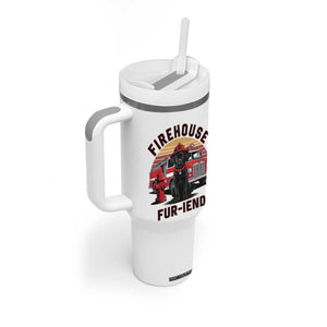 Firehouse Furiend Black Labrador Firefighter Tumbler With Handle Fire Engine Rescue Dog Lover Gift