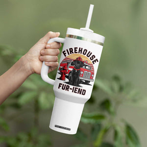 Firehouse Furiend Black Labrador Firefighter Tumbler With Handle Fire Engine Rescue Dog Lover Gift
