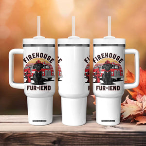 Firehouse Furiend Black Labrador Firefighter Tumbler With Handle Fire Engine Rescue Dog Lover Gift