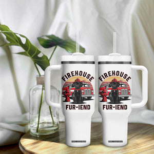 Firehouse Furiend Black Labrador Firefighter Tumbler With Handle Fire Engine Rescue Dog Lover Gift