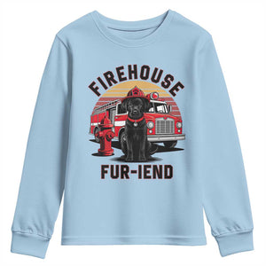 Firehouse Furiend Black Labrador Firefighter Youth Sweatshirt Fire Engine Rescue Dog Lover Gift