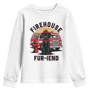 Firehouse Furiend Black Labrador Firefighter Youth Sweatshirt Fire Engine Rescue Dog Lover Gift