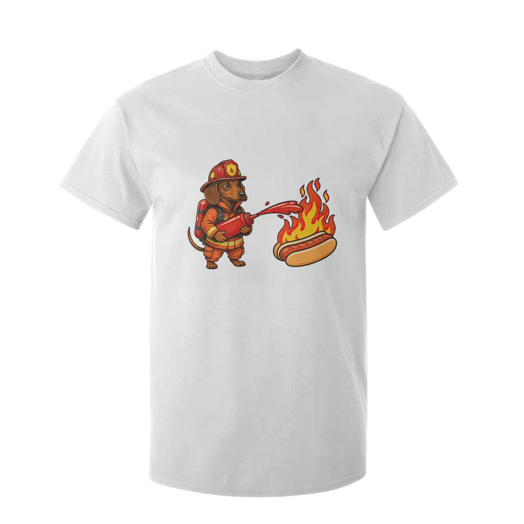 Funny Firefighter Dachshund Hot Dog T Shirt For Kid BBQ Ketchup Rescue Dog Lover Gift