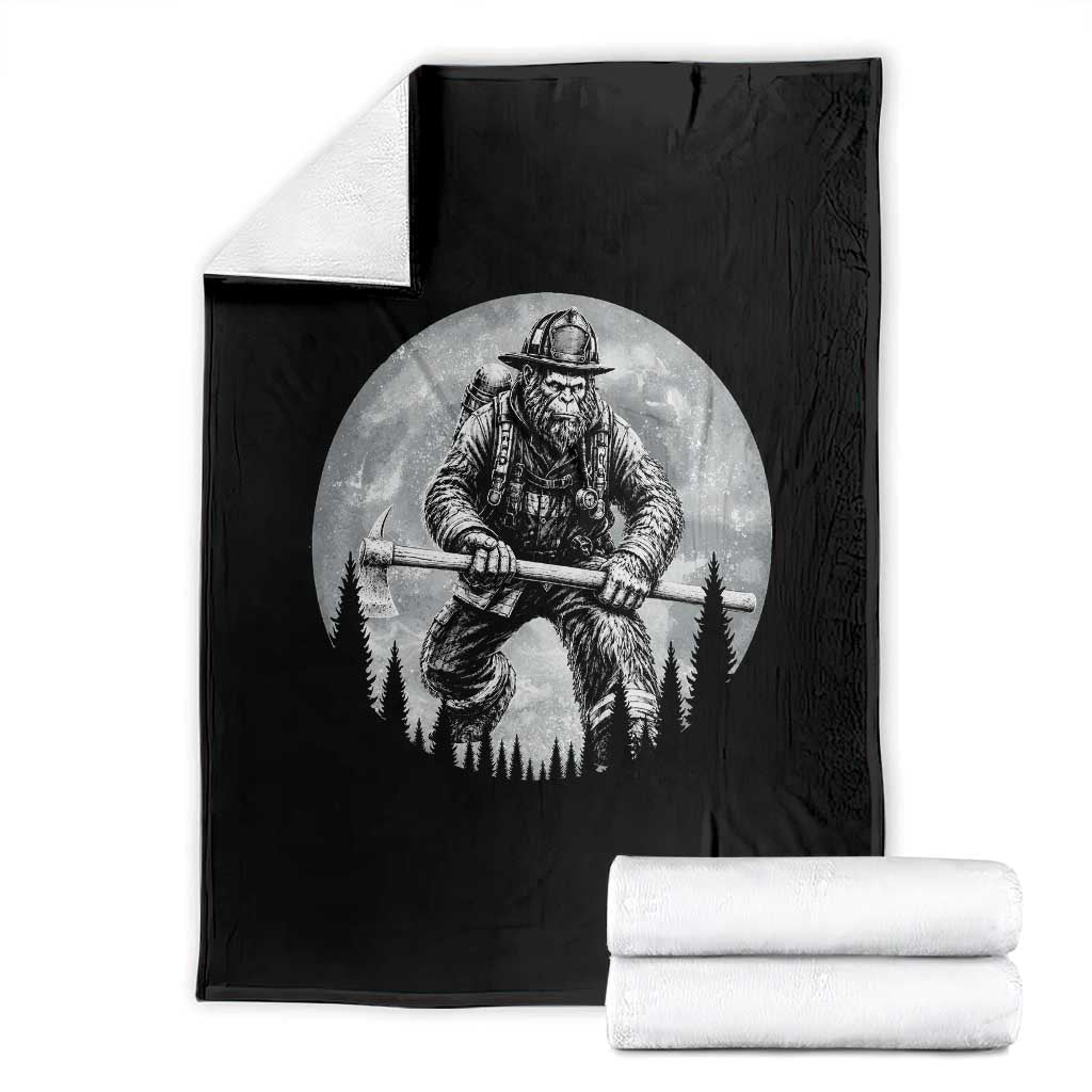 Vintage Bigfoot Firefighter Throw Blanket First Responder Fireman Gift