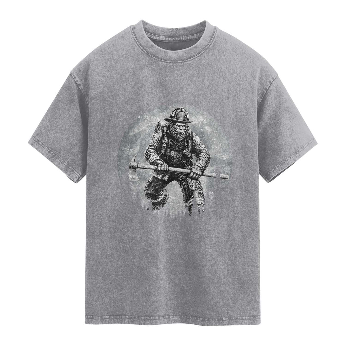 Vintage Bigfoot Firefighter Washed Cotton T-Shirt First Responder Fireman Gift