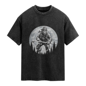Vintage Bigfoot Firefighter Washed Cotton T-Shirt First Responder Fireman Gift