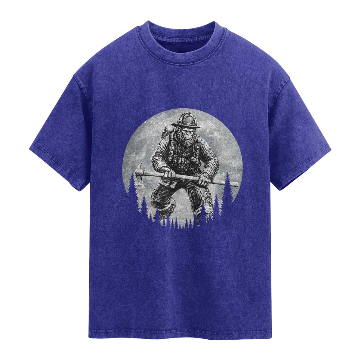 Vintage Bigfoot Firefighter Washed Cotton T-Shirt First Responder Fireman Gift