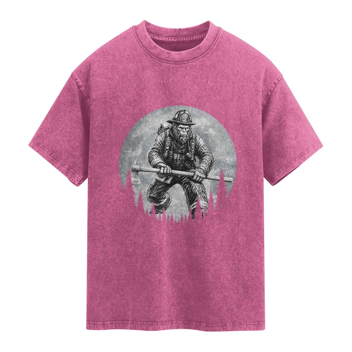Vintage Bigfoot Firefighter Washed Cotton T-Shirt First Responder Fireman Gift