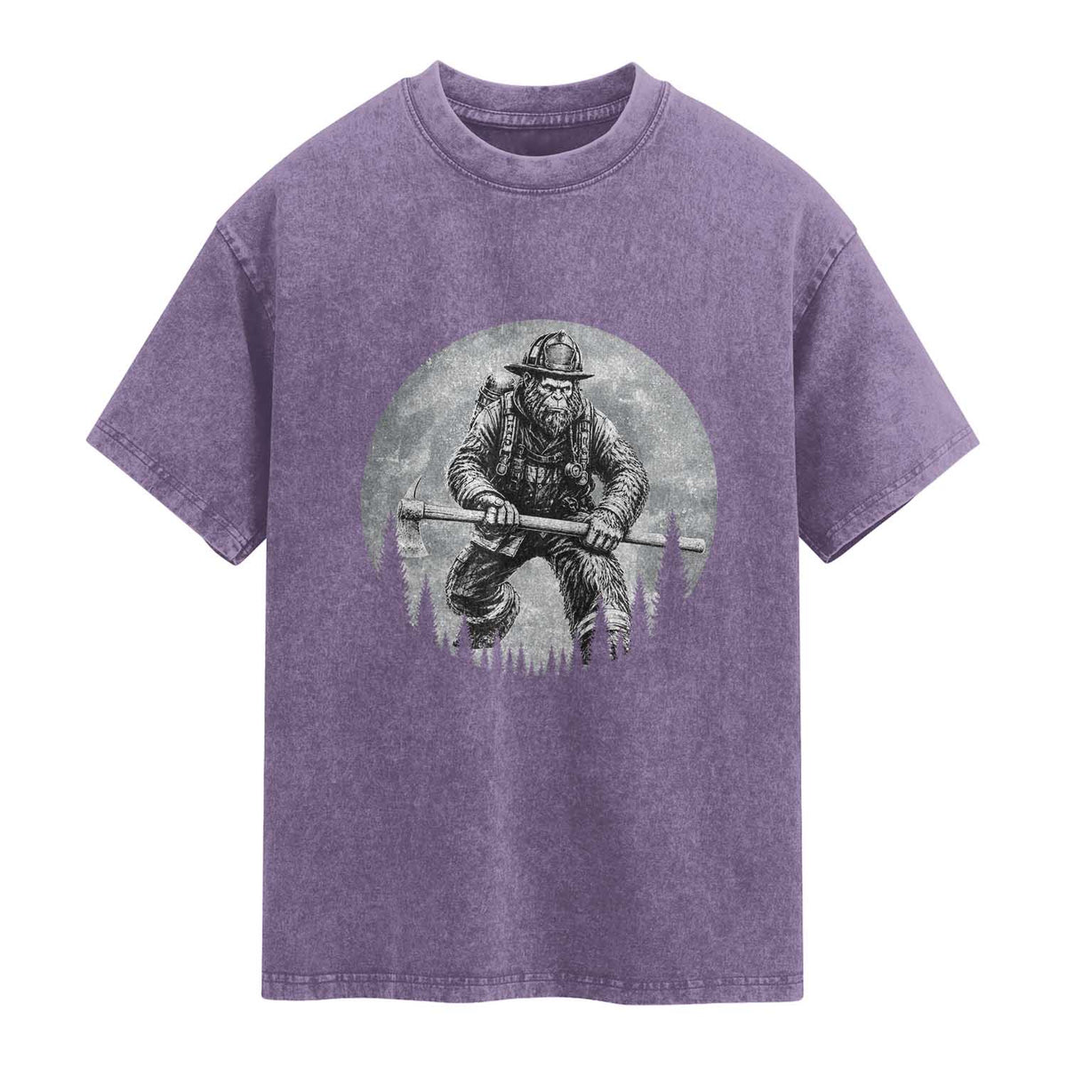 Vintage Bigfoot Firefighter Washed Cotton T-Shirt First Responder Fireman Gift