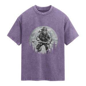 Vintage Bigfoot Firefighter Washed Cotton T-Shirt First Responder Fireman Gift