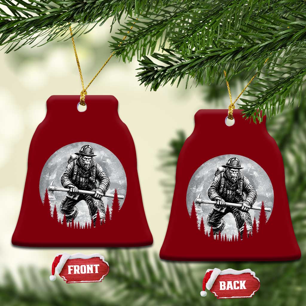 Vintage Bigfoot Firefighter Ceramic Ornament First Responder Fireman Gift