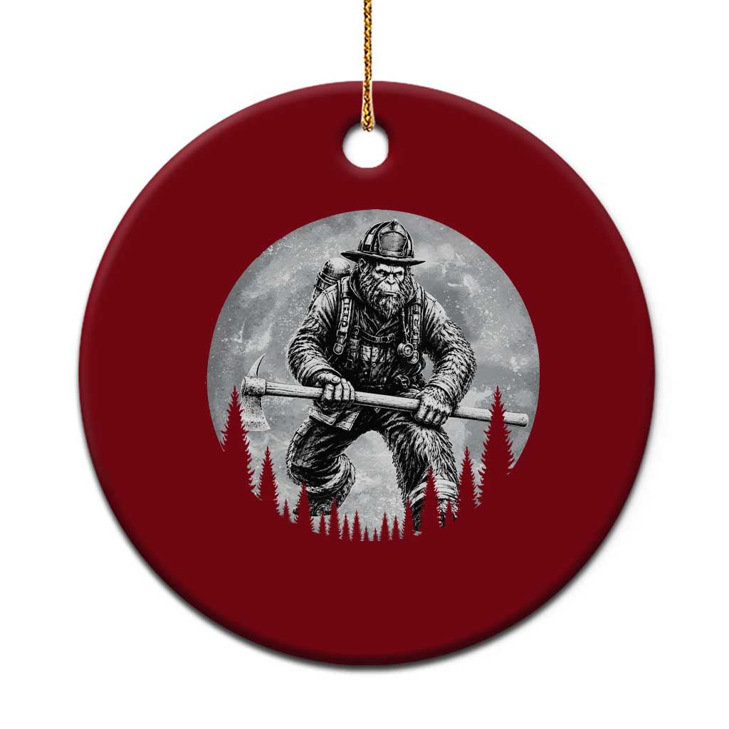 Vintage Bigfoot Firefighter Ceramic Ornament First Responder Fireman Gift