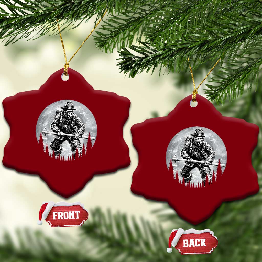 Vintage Bigfoot Firefighter Ceramic Ornament First Responder Fireman Gift