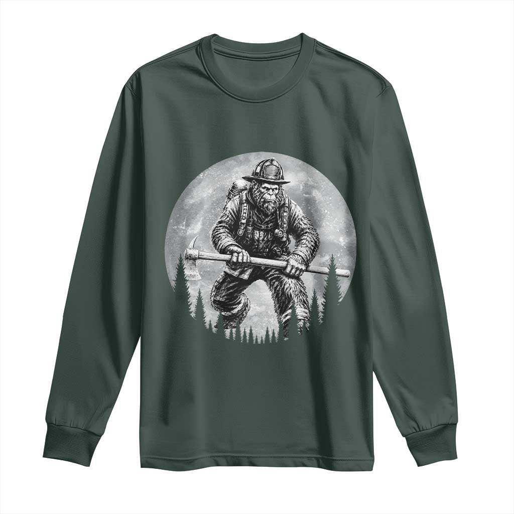 Vintage Bigfoot Firefighter Long Sleeve Shirt First Responder Fireman Gift