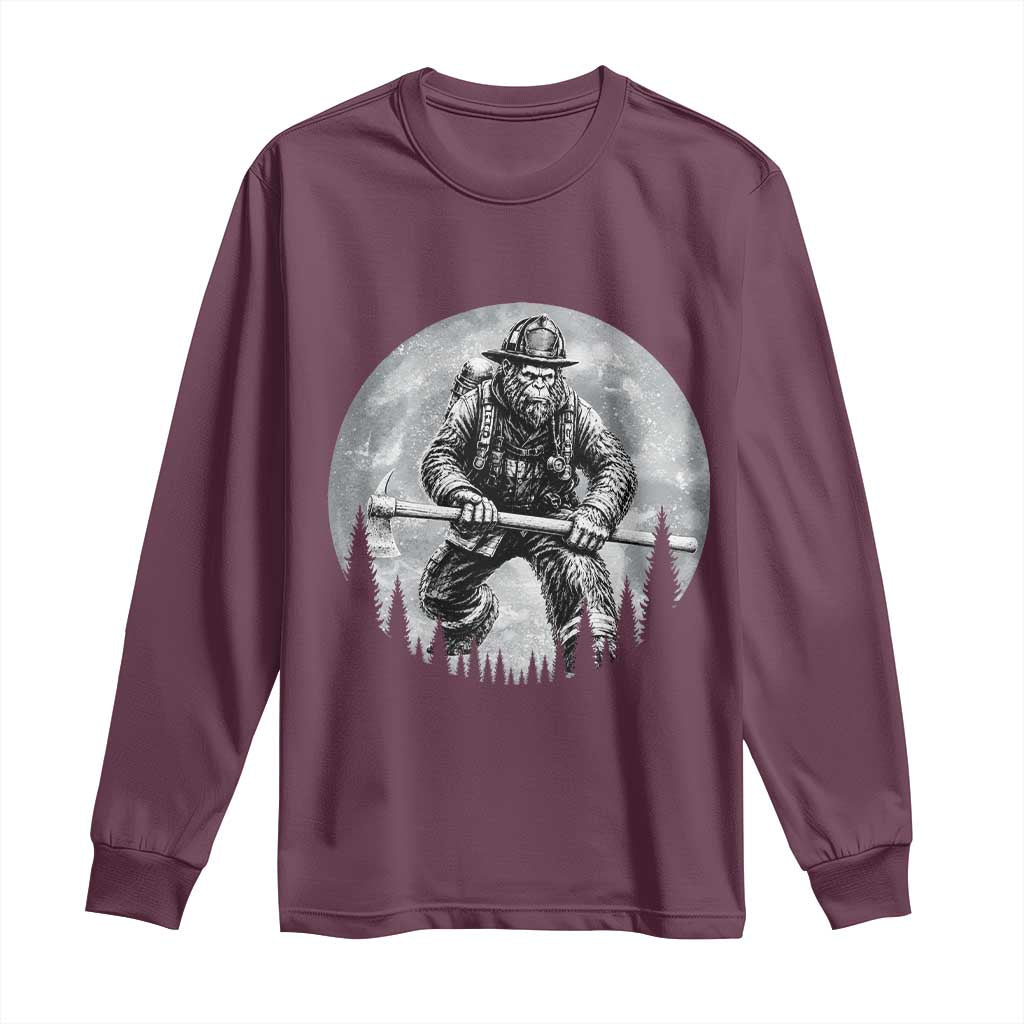 Vintage Bigfoot Firefighter Long Sleeve Shirt First Responder Fireman Gift