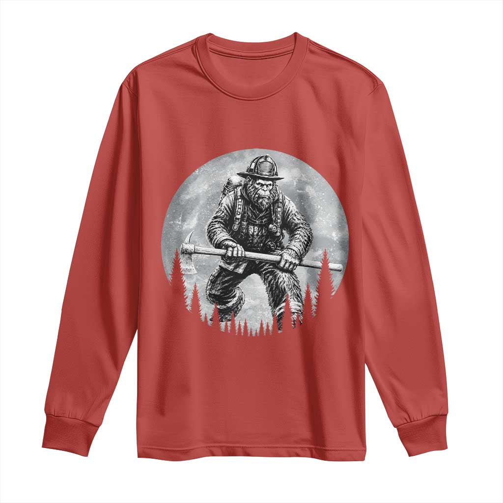 Vintage Bigfoot Firefighter Long Sleeve Shirt First Responder Fireman Gift