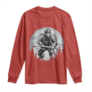 Vintage Bigfoot Firefighter Long Sleeve Shirt First Responder Fireman Gift