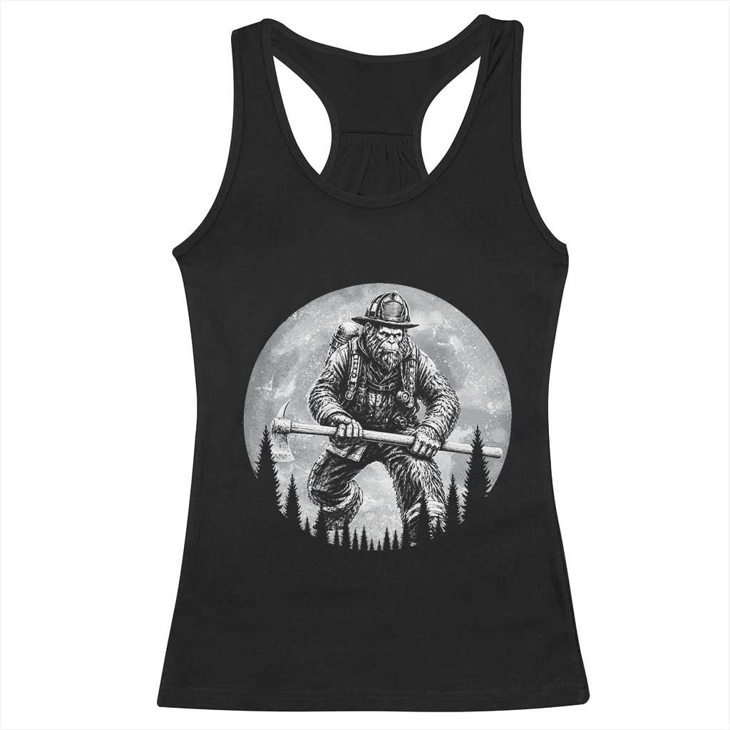 Vintage Bigfoot Firefighter Racerback Tank Top First Responder Fireman Gift