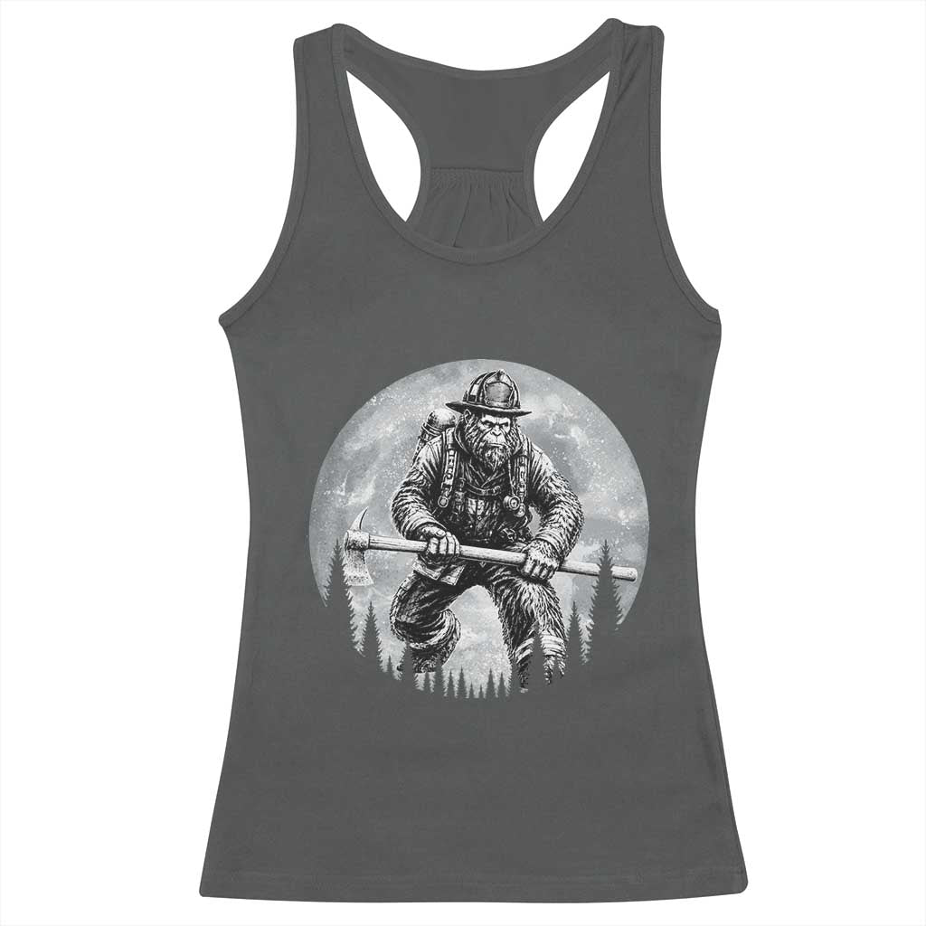 Vintage Bigfoot Firefighter Racerback Tank Top First Responder Fireman Gift