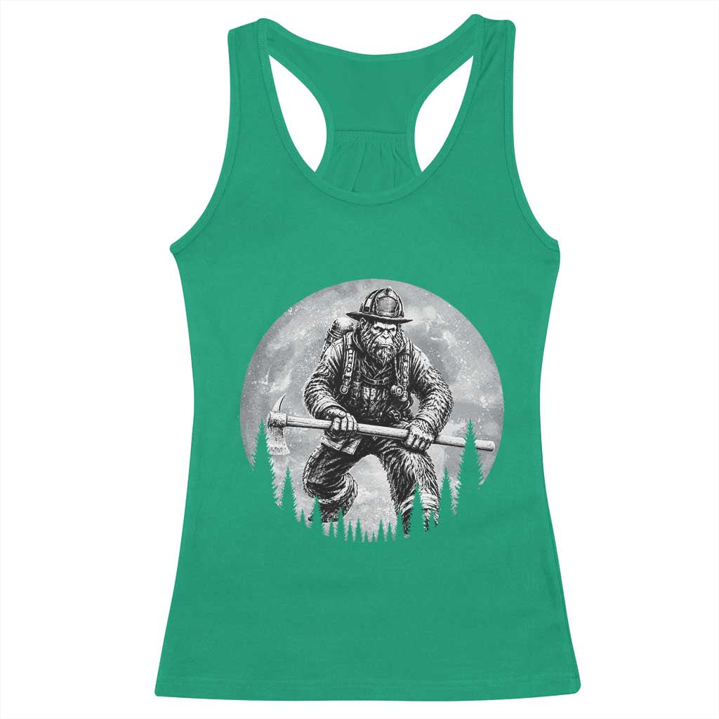 Vintage Bigfoot Firefighter Racerback Tank Top First Responder Fireman Gift