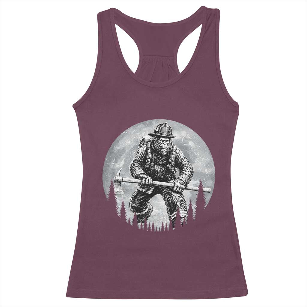 Vintage Bigfoot Firefighter Racerback Tank Top First Responder Fireman Gift