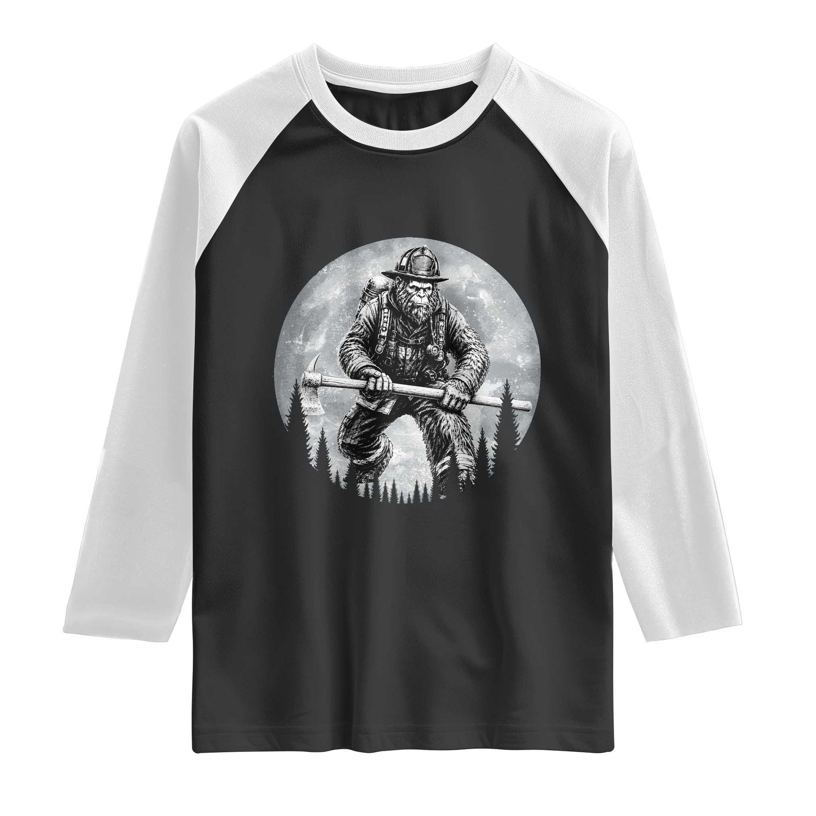 Vintage Bigfoot Firefighter Raglan Shirt First Responder Fireman Gift