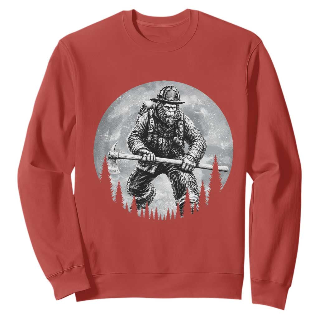 Vintage Bigfoot Firefighter Sweatshirt First Responder Fireman Gift
