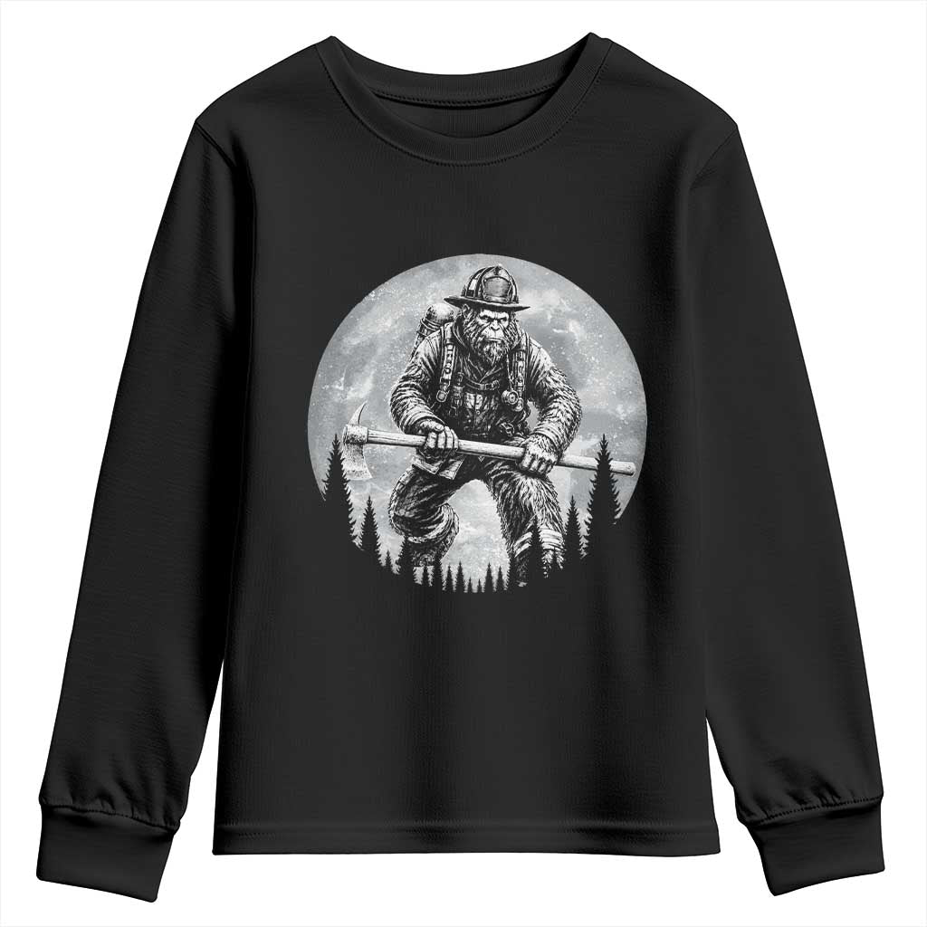 Vintage Bigfoot Firefighter Youth Sweatshirt First Responder Fireman Gift