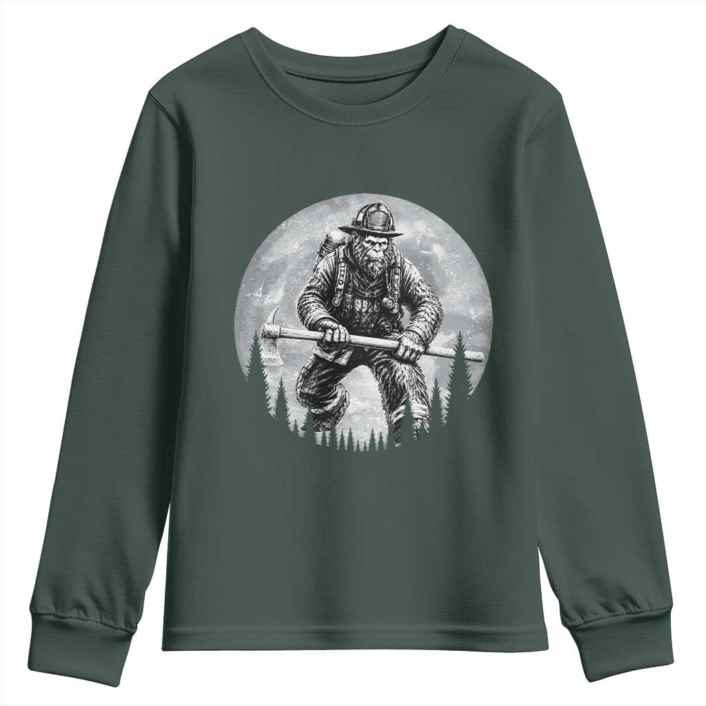 Vintage Bigfoot Firefighter Youth Sweatshirt First Responder Fireman Gift