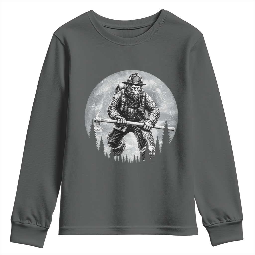 Vintage Bigfoot Firefighter Youth Sweatshirt First Responder Fireman Gift