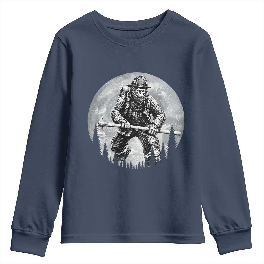 Vintage Bigfoot Firefighter Youth Sweatshirt First Responder Fireman Gift
