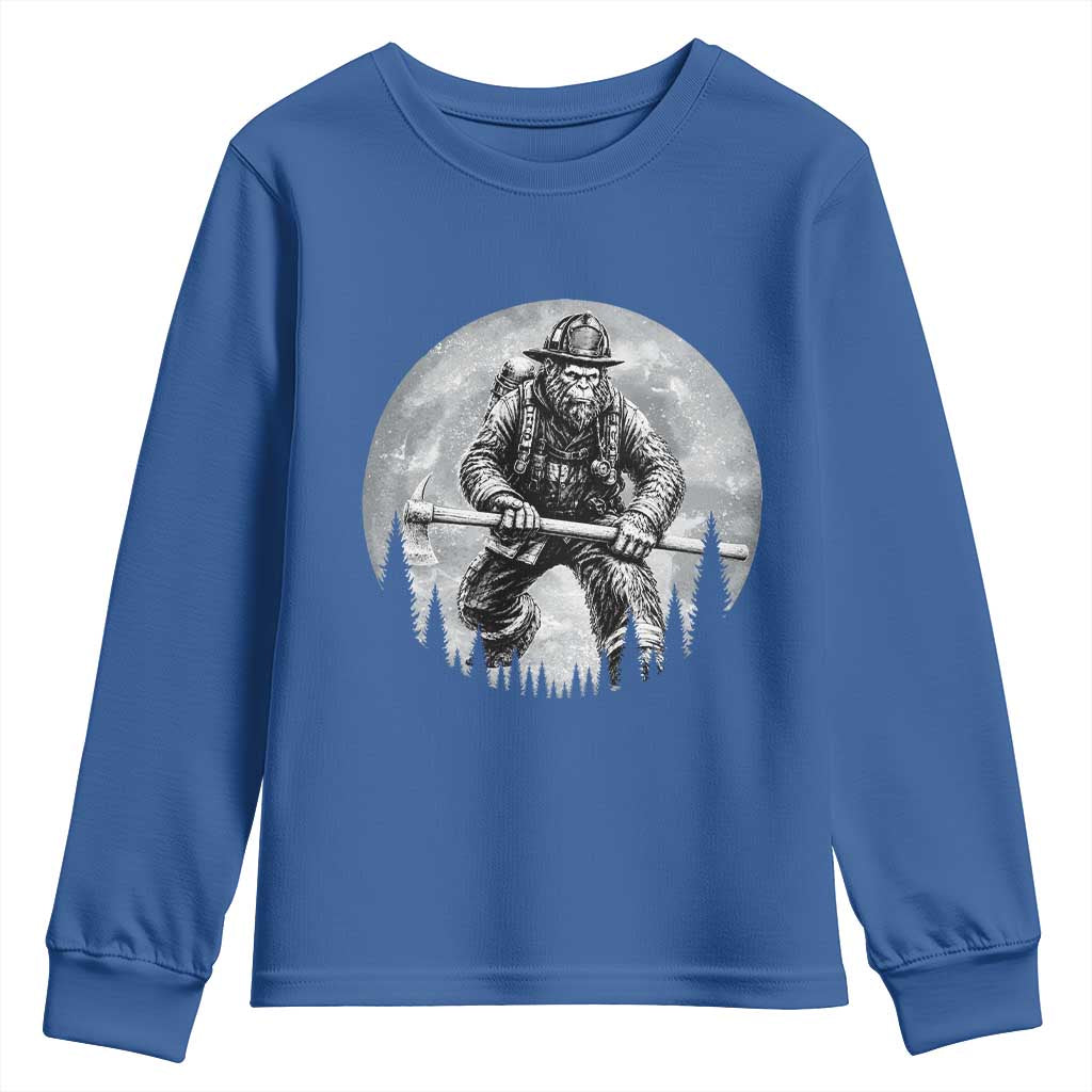 Vintage Bigfoot Firefighter Youth Sweatshirt First Responder Fireman Gift