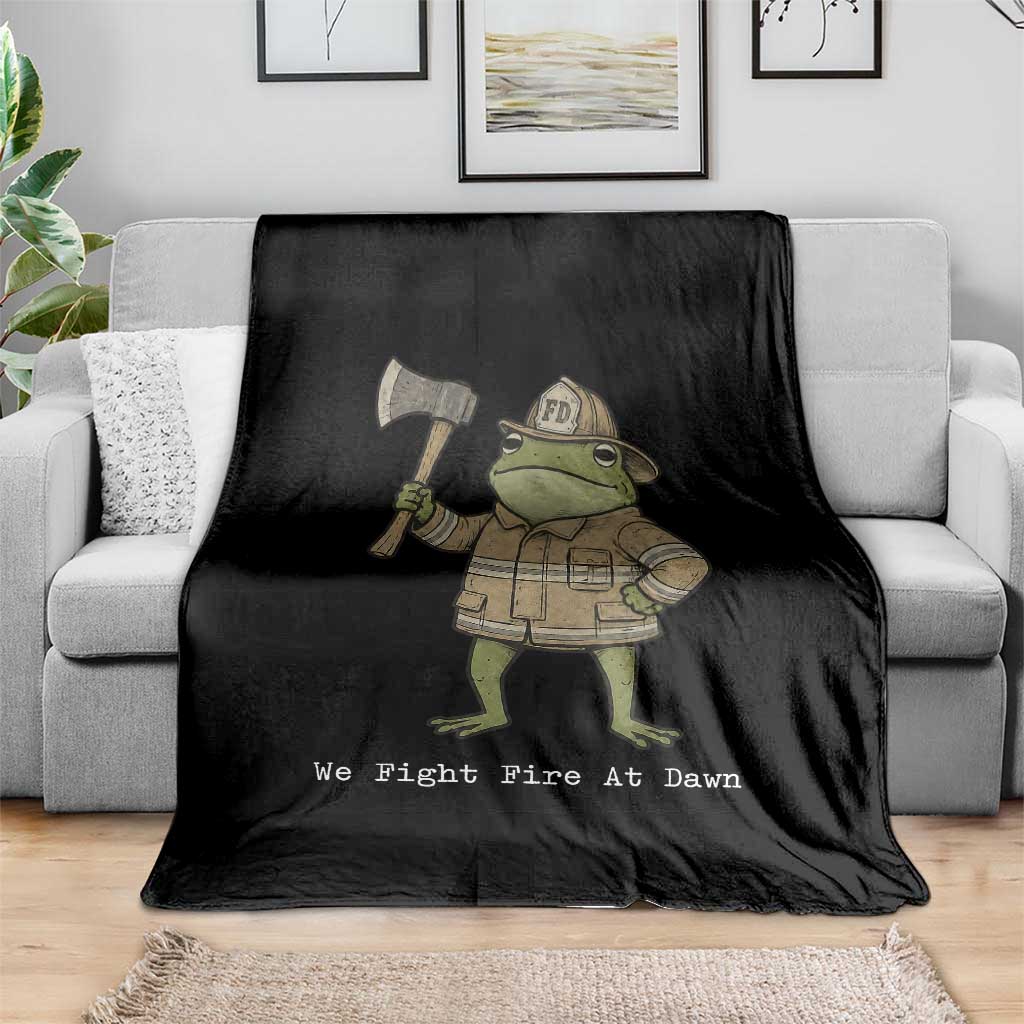 Funny Firefighter Frog We Fight Fire At Dawn Throw Blanket Fireman Gift