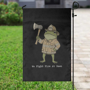 Funny Firefighter Frog We Fight Fire At Dawn Garden Flag Fireman Gift