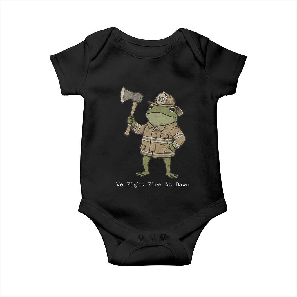 Funny Firefighter Frog We Fight Fire At Dawn Baby Onesie Fireman Gift