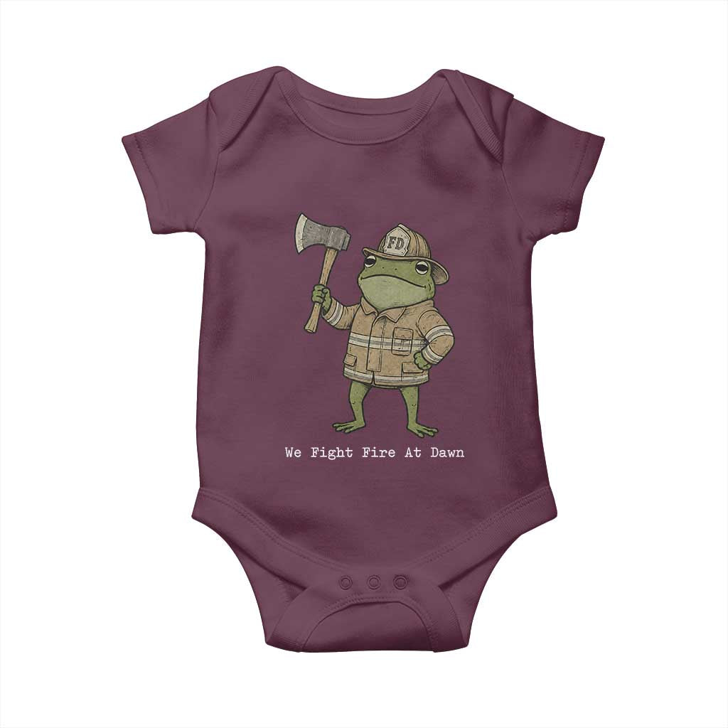 Funny Firefighter Frog We Fight Fire At Dawn Baby Onesie Fireman Gift