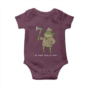 Funny Firefighter Frog We Fight Fire At Dawn Baby Onesie Fireman Gift