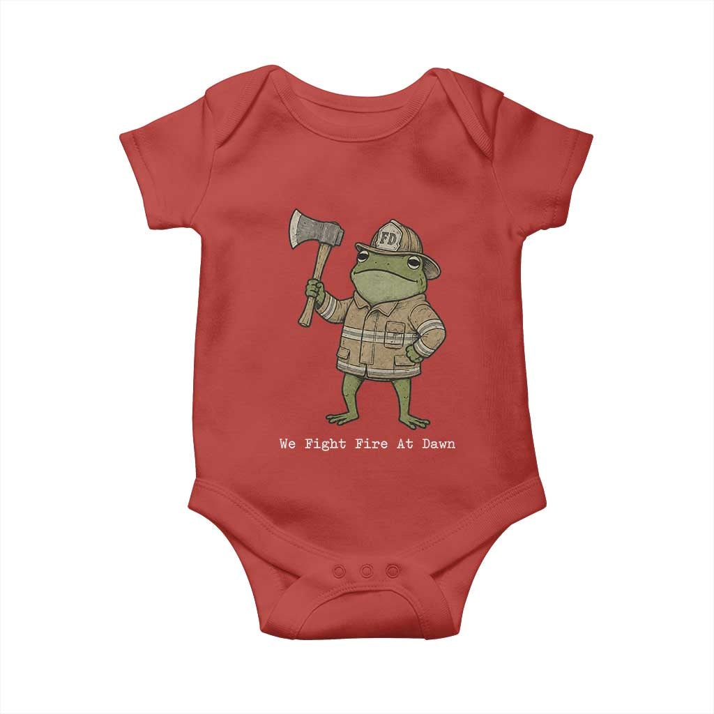 Funny Firefighter Frog We Fight Fire At Dawn Baby Onesie Fireman Gift