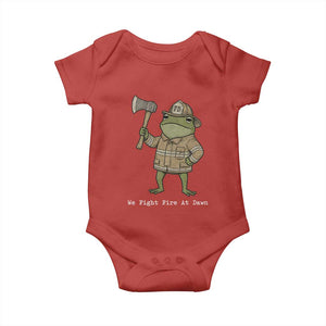 Funny Firefighter Frog We Fight Fire At Dawn Baby Onesie Fireman Gift
