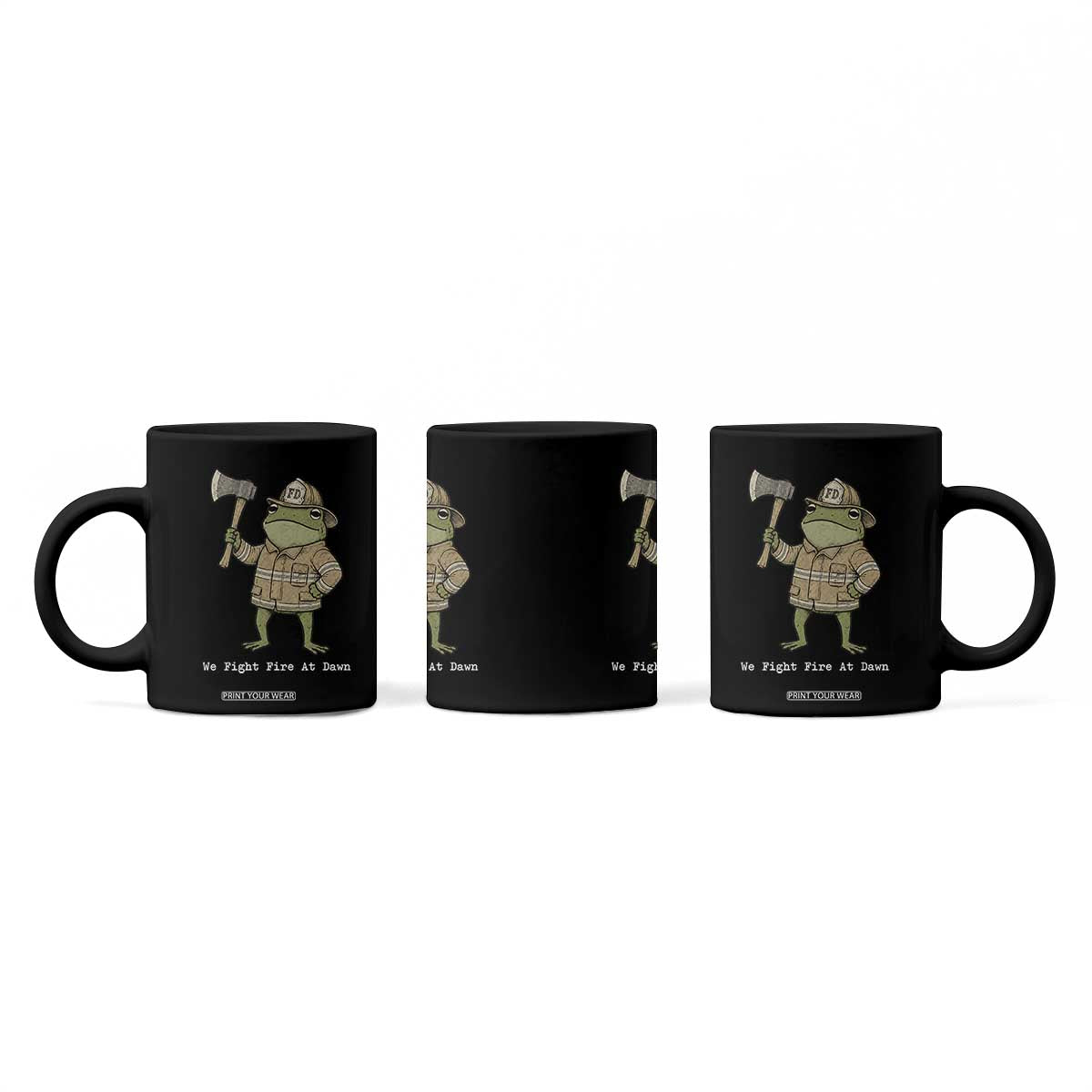 Funny Firefighter Frog We Fight Fire At Dawn Coffee Mug Fireman Gift